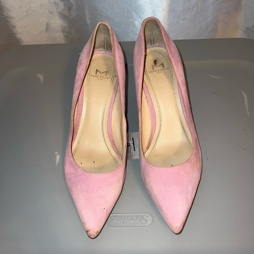 Marc Fisher baby bubblegum pink suede Zala heel